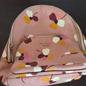 kate spade pink floral mini backpack with gold logo